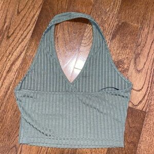 Olive Green Low Cut Crop Top
